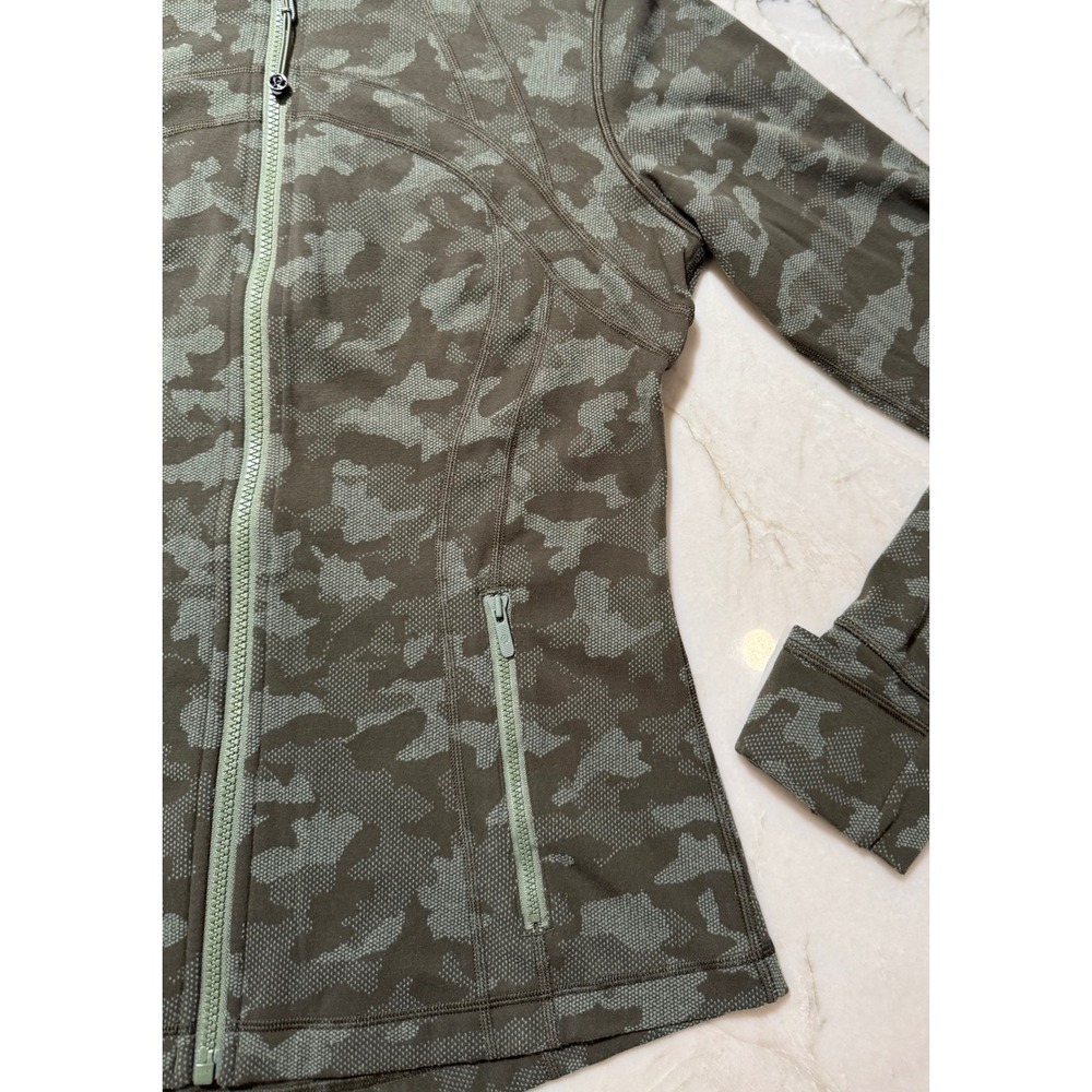 Lululemon Define Jacket Heritage Camo Olive Green Twill Women's 12 #109 - Picture 6 of 16